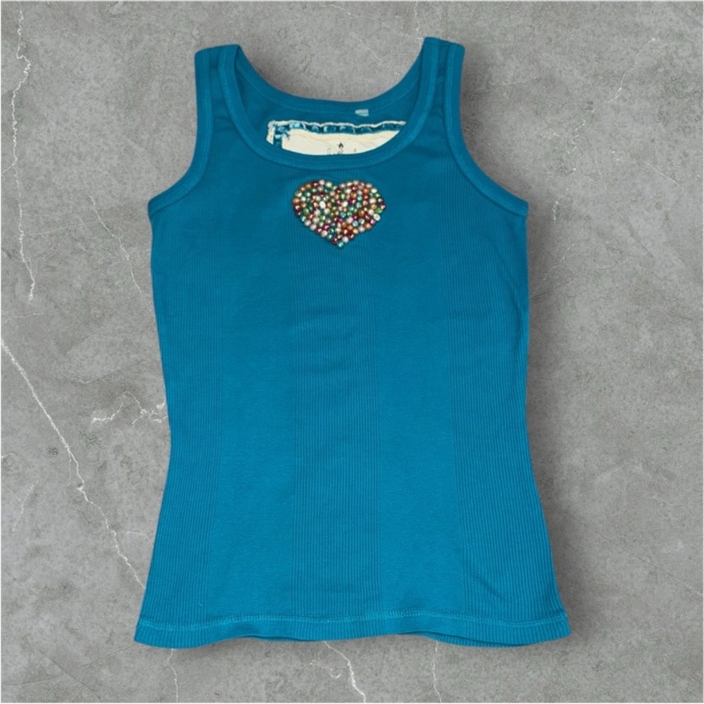 Vintage Y2K Women’s Heart Blue Tank Top